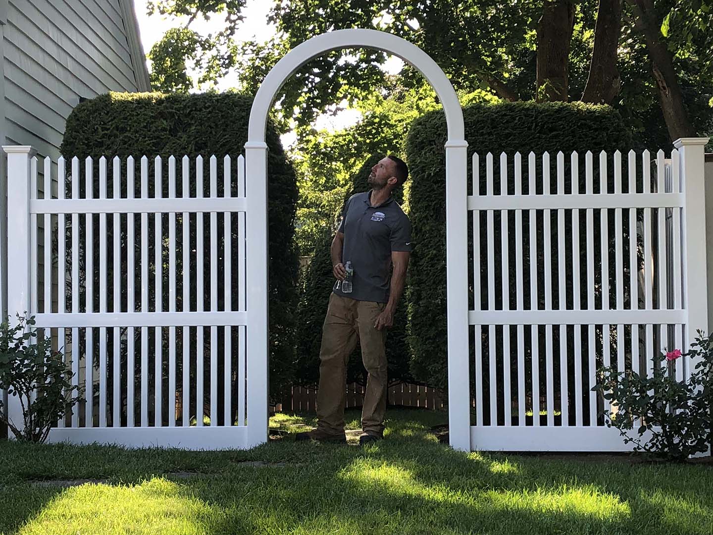 Photo of a pergola installation from a Tewksbury Massachusetts fence company