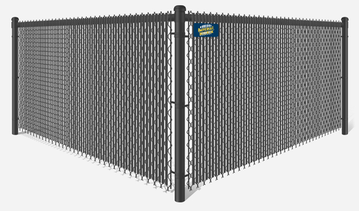 Black chain link fence with black privacy slats in Tewksbury